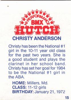 1984 Donruss BMX #15 Christy Anderson Back